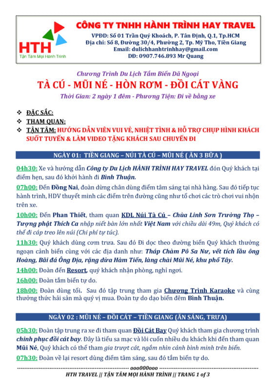 CÔNG TY TNHH HÀNH TRÌNH HAY TRAVEL